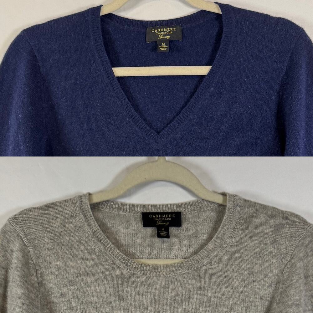 Cashmere Charter Club Sweater Lot Of 2 Gray & Navy Women's Size M